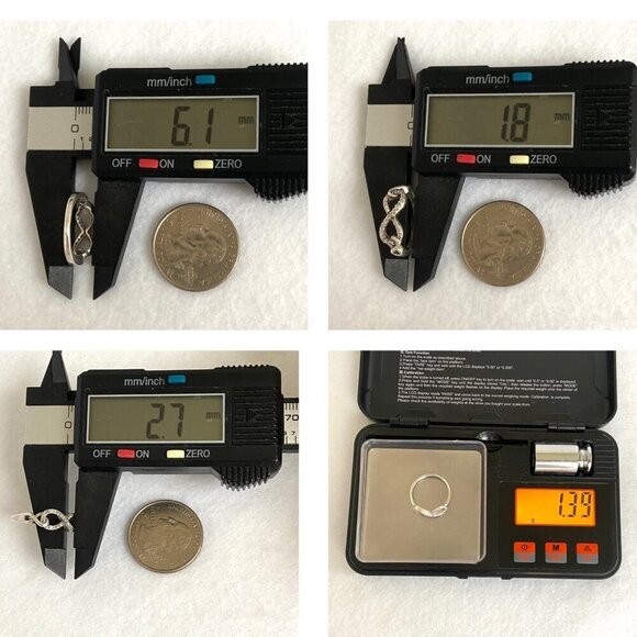 Sterling Silver 925 Dainty Round Diamond Infinity Symbol Band Ring Sz 4.75 - Picture 10 of 16